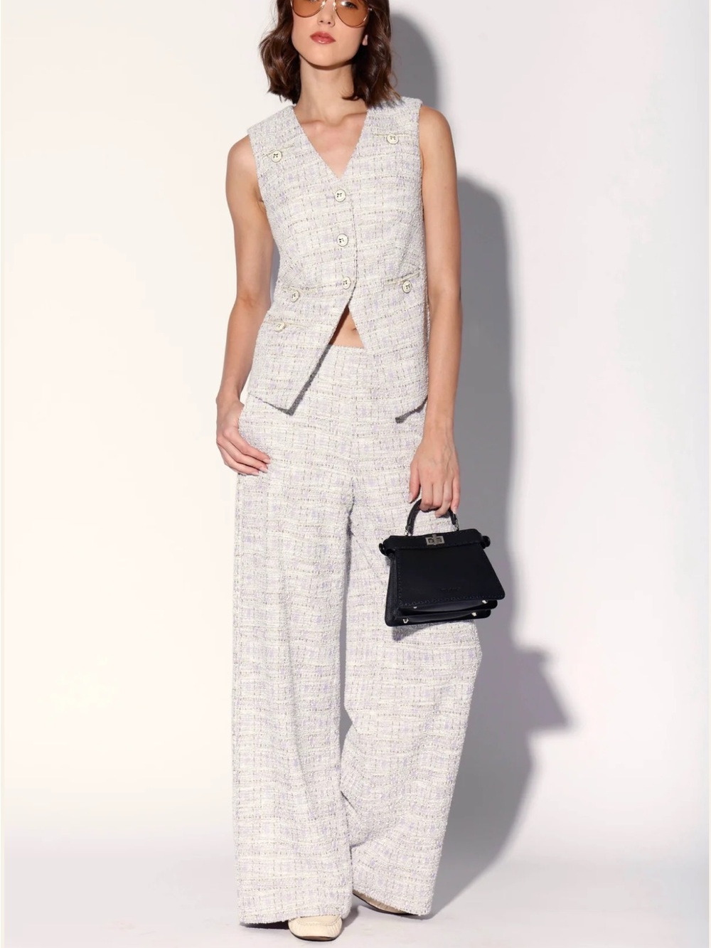 Walter Baker Starla Lilac Tweed Sleeveless Vest Medium NWT
